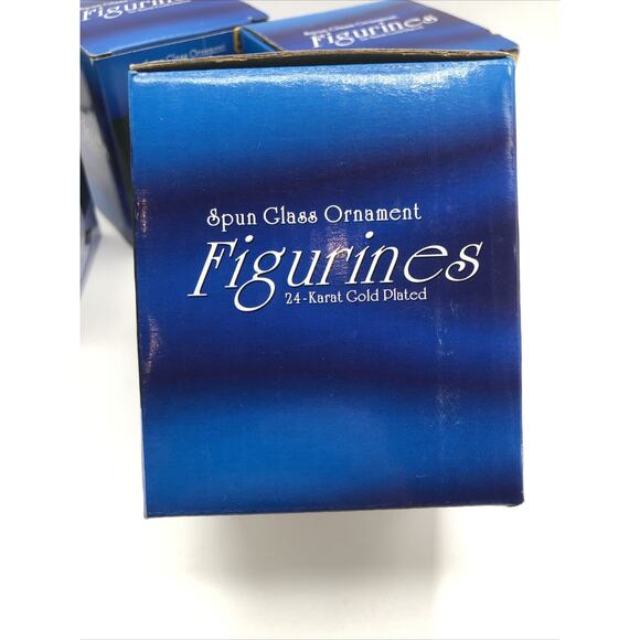 NEW Spun Art Glass Ornament Figurines On Mirror 24 Karat Gold Plated - Set of 4 - Picture 3 of 11